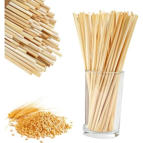 Pack of 100 Eco-friendly Biodegradable Drinking Straws Disposable Natural Wheat Straws Cocktail Straw Bar Milk Tea Drinks