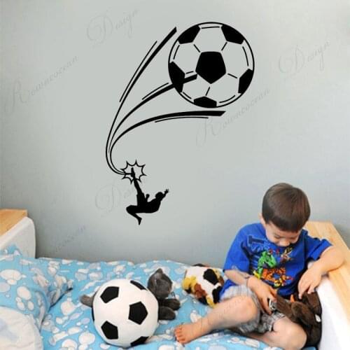 Soccer Player Ball Football Shot Sport Wall Sticker Vinyl Home Decor For Kids Room Boys Bedroom Game Playroom Decals Murals 4406