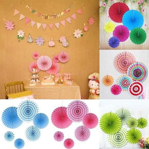 DIY 6Pcs/Set Hanging Paper Fan Pinwheel Garland Children Birthday Party Decor 5 Colors 2019 new