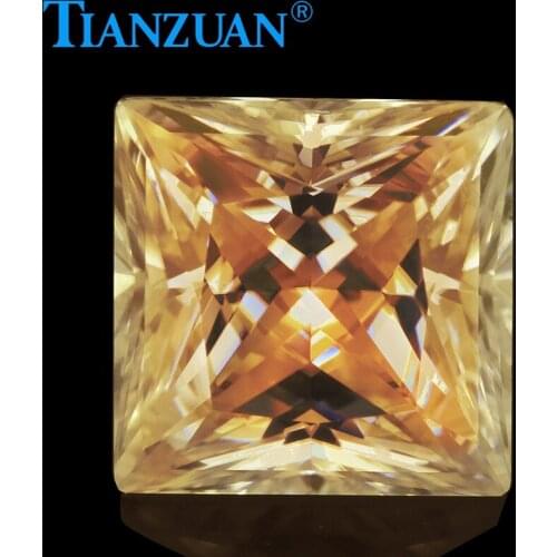Yellow color 5-12mm square shape dia mond cut Sic material moissanites loose gem stone