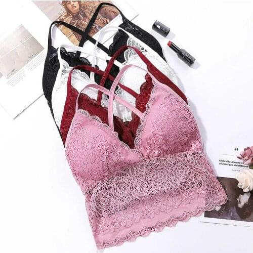Women Beauty Padded Back Bra Lace Tube Top Underwear Woman Sexy Lace Lingerie Intimate Clothes White Tube Top Youngirl Bralette