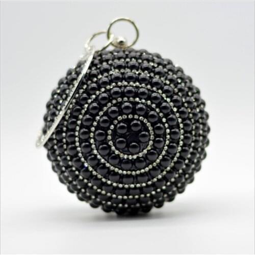 Lady Beaded Women Black Blue Evening Bag Metal Diamonds Purse Small Day Clutch Chain Shoulder Crystal Handbags For Party Wedding