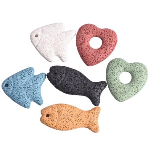 Big Slim Fish Shape 70x32mm Natural Volcano Lava Stone Loose Crafts Pendant Bead lot for Jewelry Making DIY Necklace Findings