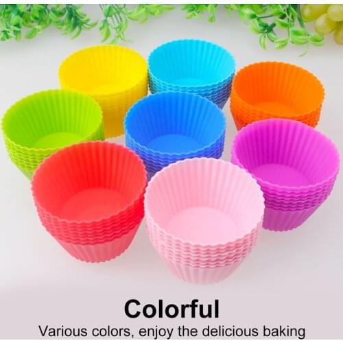 10pcs/Set Silicone Cake Mold Round Shaped Muffin Cupcake Baking Molds Kitchen Cooking Bakeware Maker DIY Cake Decorating Tools