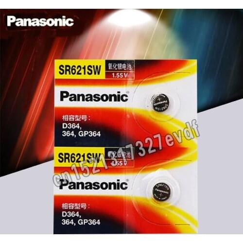100% Original Panasonic 2pcs SR621SW Silver Oxide for Watch 6.8mm*2.1mm AG1 364 164 D364 L621 GP364 Button Cell Coin Batteries