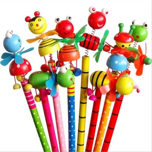 24Pcs New Windmill Animal Doll designs Non-toxic lead free wooden pencils for school students writing prize/HB/ for drawing