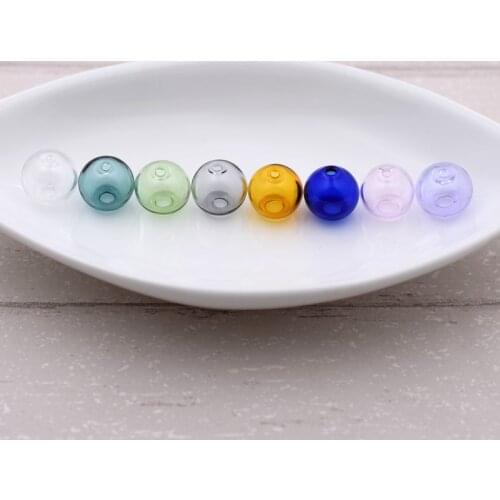 5pieces double hole 10-20mm color glass ball globe beads hollow glass bottle vial jewelry making accessories findings