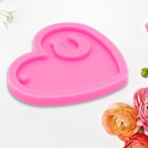 97QE Keychain Epoxy Resin Mold Shiny Glossy Heart and Horseshoe Keyring Pendant Casting Silicone Mould DIY Crafts Decorations