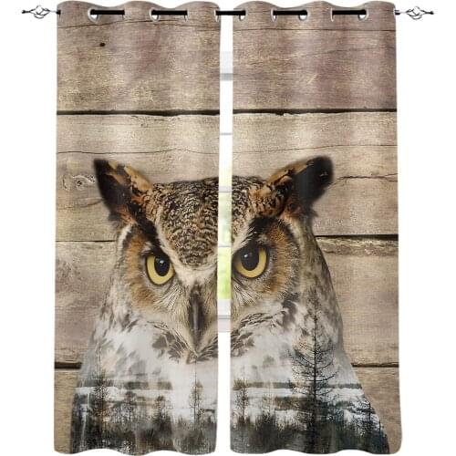 Antique Wood Owl Forest Curtains for Windows Drapes Blinds Modern Custom Printing Curtain For Living Room Bedroom Home Decor