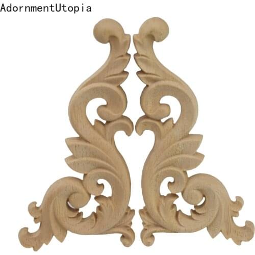 Wood Carved Corner Onlay Applique Frame for Home Furniture Wall Cabinet Door Decor Crafts Statues Home Decor Sculptures