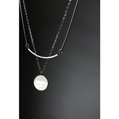 925 Sterling Silver Double Layer Necklace for Women Curve Tube Round Clavicle Chain Choker Party Jewelry