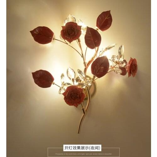 European style living room LED crystal TV wall sconce bedroom bedside wall lamps lobby Club decorative lighting Hotel room light