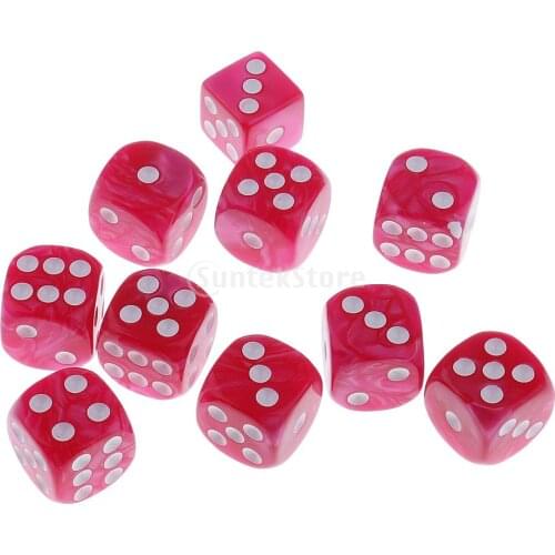10 Pieces 6-sided Die Pearlized Spot Dice D6 for Party Pub Casino Supplies Table Game Props DIY 1.6cm