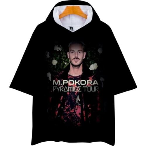 Kawaii M. Pokora Tshirt 3D Women Mens Hooded T-shirt Summer Short Sleeve Harajuku Streetwear Rapper Matt Pokora Fashion Clothes