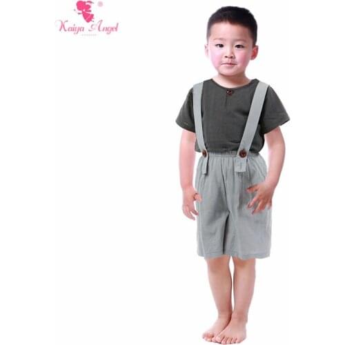 Kaiya Angel 2019 New Summer Boy Sets Shorts And Pullover Simple Style Kids Toddler Solid Daily Wear 5pcs/lot Factory Wholesale