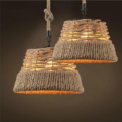 Loft Northern Europe Creative Cafe Shop Restaurant Bar Dinning Room Hemp Rope Pendant Light American Country Decor Hanging Lamp