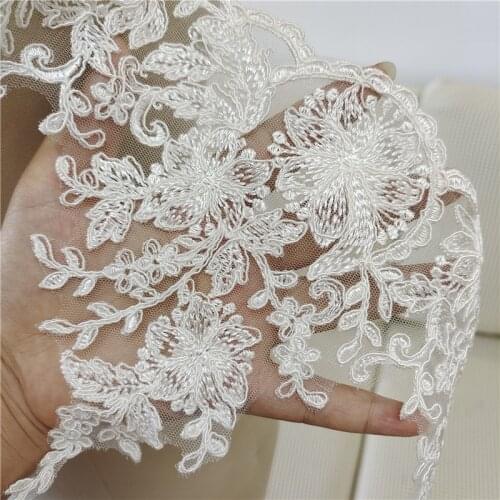 3 Yards New Curtain Lace Wedding Veil Tailing Embroidery Lace Handmade DIY Border Lace White