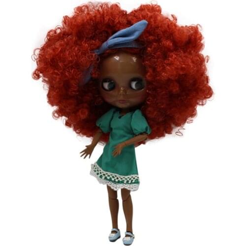 ICY DBS Blyth doll No.280BLQE150 Red curly Afro hair JOINT body Super Black skin 1/6 BJD Neo ob24 anime girl
