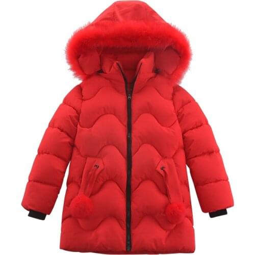 Fashion Girls Coats Kids Winter Christmas Jacket Girl Jacket Hooded Down Cotton Coat Snowsuit 2 6 8 10Y Children Girls Clothes