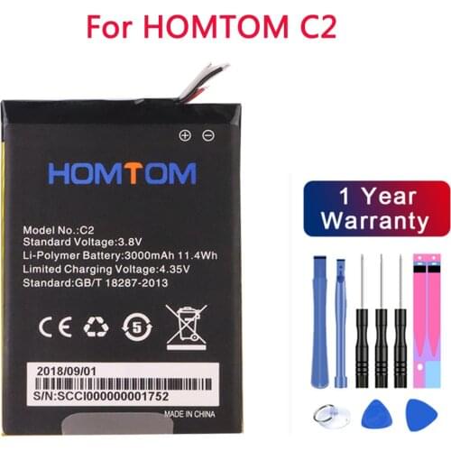 100% new Original C2 Battery Replacement 3000mAh Parts for HOMTOM C2 Smart Phone+free tools