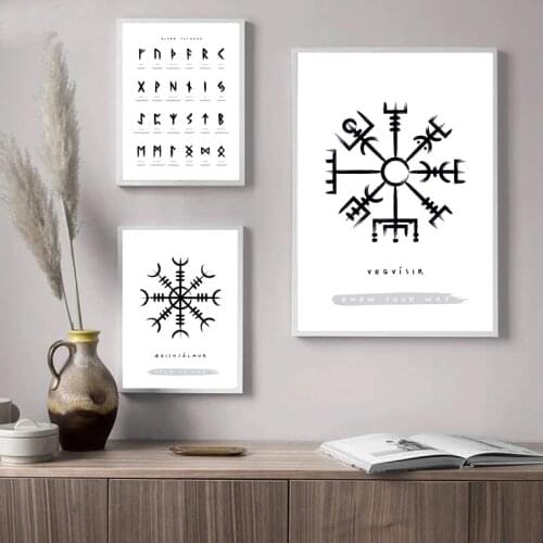 Runes Posters and Prints Viking Scandinavian Old Norse Elder Runes Wall Art Pictures And Paint Canvas Painting Living Room Decor