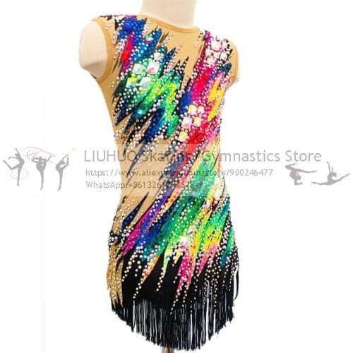 Ice Skating Dress Girls Teens Rhythmic Leotards New Design Kids Figure Skating Dress Leotard Artistic College Costume Multicolor