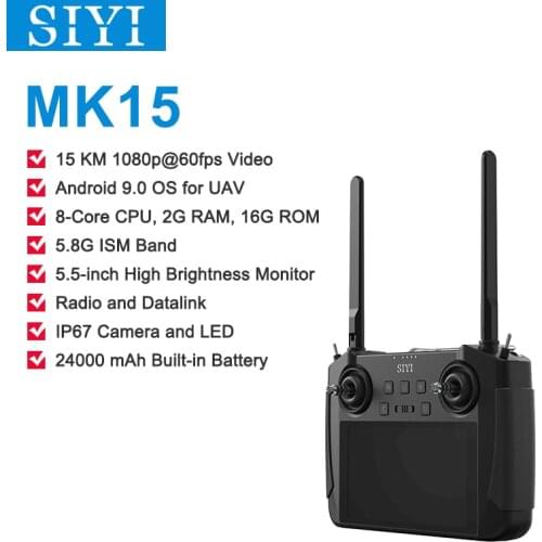 Siyi MK15 5.5 inch handheld with screen 1080P video 15Km 5.8G Android 9.0 2G RAM 16G ROM mini wireless radio transmitter handhel