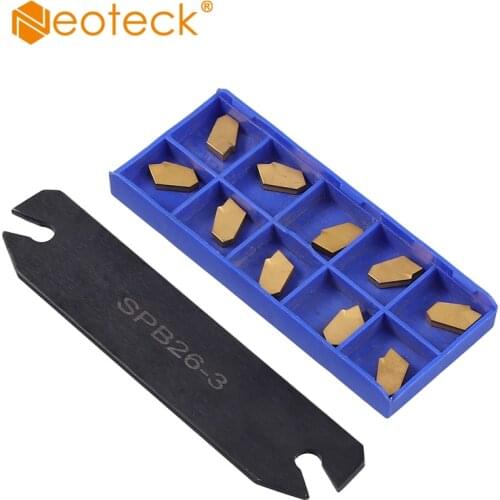 Neoteck SPB26-3 26mm Part Off Blade Grooving Cut-Off Tool With 10PCS GTN-3 SP300 Insert Cut-Off Carbide Inserts Mayitr
