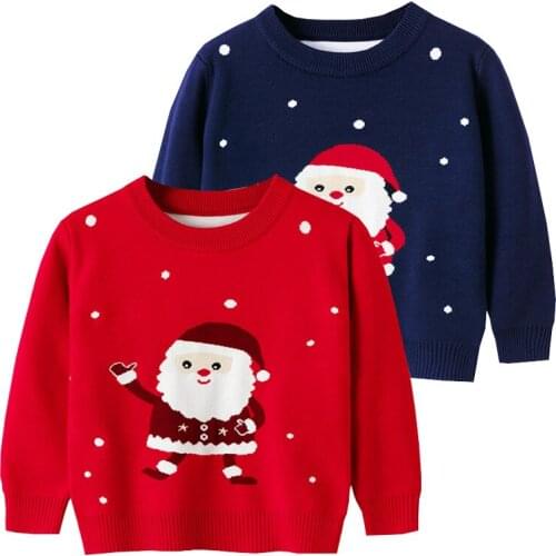 Christmas Santa Boys Sweaters Toddler Girl Fall Clothes Winter Baby Children Knitted Wear Kids Pullover Cotton Blend