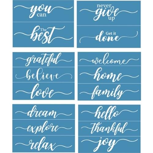 Words Self-Adhesive Silk Screen Printing Stencil Mesh Transfers for DIY T-Shirt Pillow Textile Painting Decoration