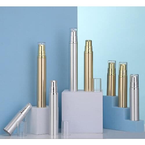 10ML silver/gold plastic airless pump bottle for lotion/emulsion/eye serum/essence/skin care cosmetic packing