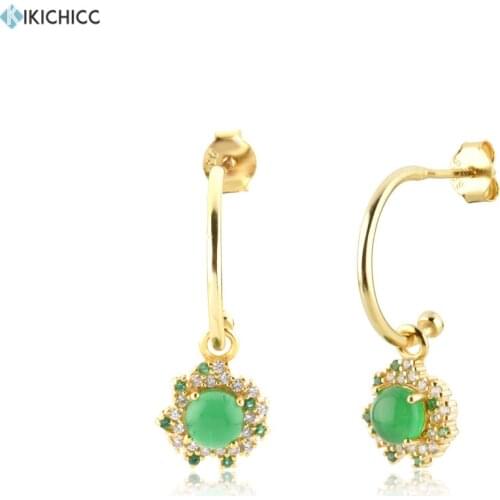 KIKICHICC 925 Sterling Silver Gold Lofoten Island Green Rainbow CZ Drop Earring Round Zircon Pendiente Luxury Jewelry Piercing