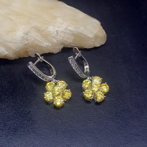 Gemstonefactory Big Promotion 925 Silver Gemstone Yellow Citrine Shiny Women Ladies Jewelry Gifts Dangle Drop Earrings 20212016