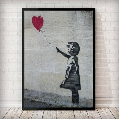 Nordic Modern Canvas Painting Banksy Girl And Balloon Wall Art Posters Prints Pictures Love Retro For Living Room Home Decor