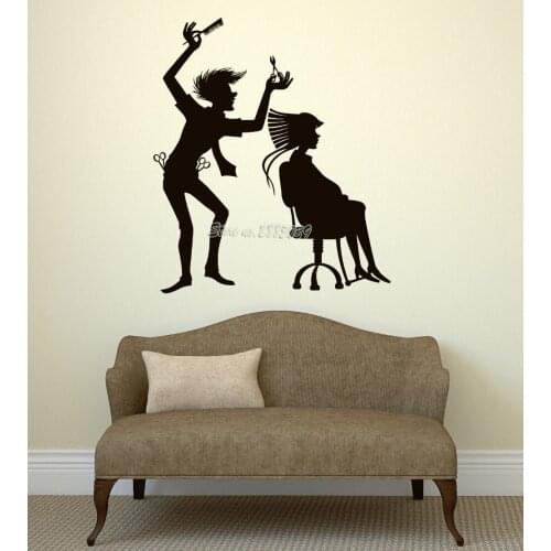 Modern Wall Decals Hairdressers Decor Hair Beauty Barber Stylist Vinyl Removable Waterproof Stickers Girl Room Art Wall LA461