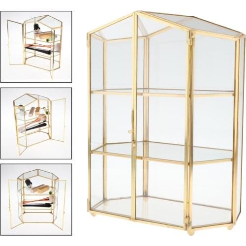 Glass Cosmetic Makeup Organizer Jewelry Drawer Storage Box Display Case