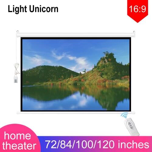 LIGHT UNICORN 72/84/100/120inches16:9Electric Screen for Projector curtains Motorized for All LED LCD DLP Laser Projector Screen