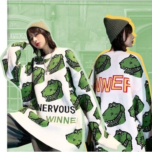 Cartoon Winter Wool Sweater Couple Pullover Women O-Neck Knitted Clothes Male Women Casual Harajuku Oversized Tops SY247