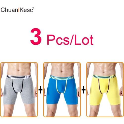 3 Pcs Mens Lengthened Boxers Running And Playing Basketball Comfortable Anti Abrasion Leg Underwear High Quality Cotton Shorts