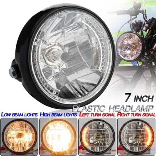 Universal 7 inch 12V Motorcycle Round Headlight Turn Signal Light head light lamp for Bobber Honda Yamaha Kawasaki Cafe