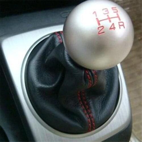 Silver Universal 5/6 Gears Car Accessories Gearstick Shifter Aluminum Manual Transmission Leather Gear Shift Knob Car-styling