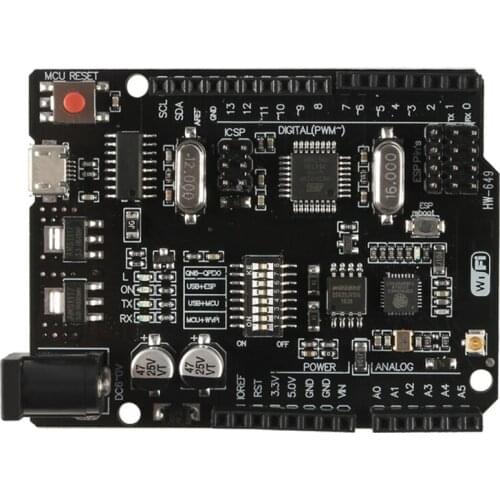 UNO R3 + WiFi ATmega328P+ESP8266 (32Mb memory) USB-TTL CH340G For Arduino Uno NodeMCU WeMos ESP8266
