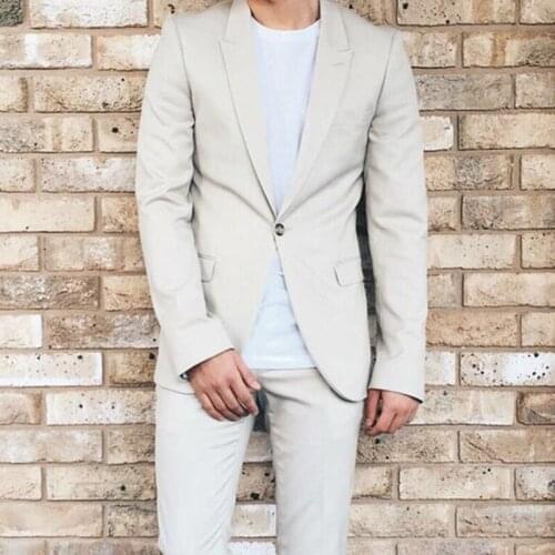 Tailor Made Fashion High Quality One Button Solid Color Men Suit Slim Fit Groom Tuxedo For Wedding Dress Costume (Jacket+Pants)