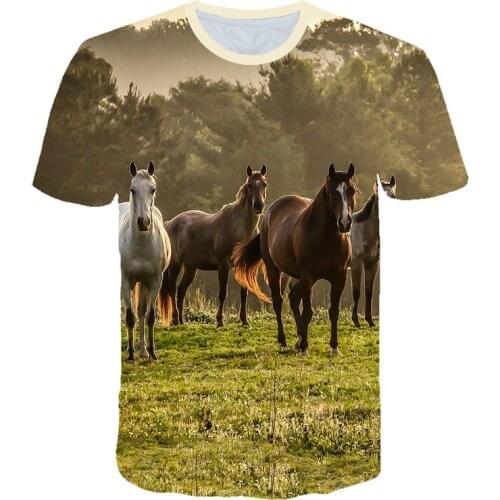 Funny Men T shirt animal horse 3D Printed tshirt Short sleeve Personality Teens Tshirt Casual loose t shirt Creative streetwear