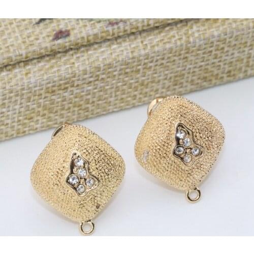 Gold-color one pair 18mm stud earrings for women free shipping rhinestone crystal hot sale gifts high quality jewelry B2831