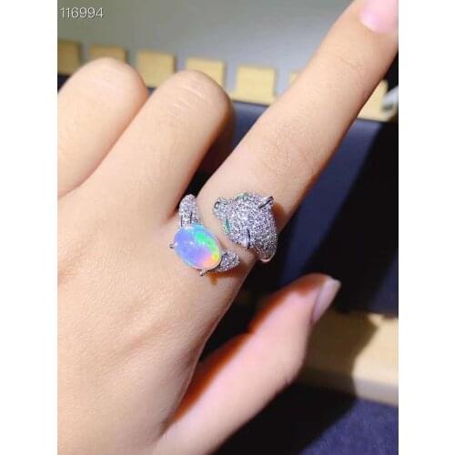 100% NATURAL ETHIOPIAN WELO FIRE OPAL CABOCHON Ring 7x9mm