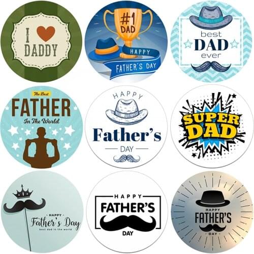 24/48pcs Fathers Day Best Dad Ever Super DAD Stickers Party Gift Tag Labels Fathers Day DIY Decoration Stickers Supplies