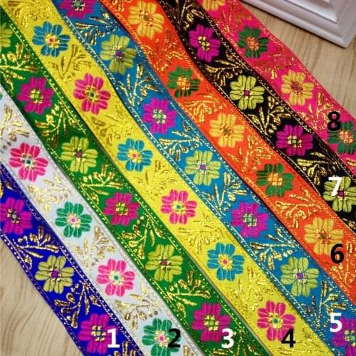 4.3cm 43mm 1-3/4 Bright Colorful Flower Filigree Costume Trim Gradient Lace Laciness Embroidery Webbing National Jacquard Ribbon