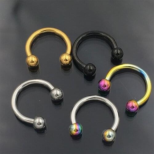 5pcs 316L Surgical Horseshoe Piercings Septo Nose Lip Eyebrow Ear Septum Cartilage Helix Captive Hoop Ring Piercing Labret Nariz