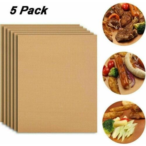 5 Pack BBQ Grill Mats Non Stick Baking Mat Copper Bake Cooking Sheet Liner Pads